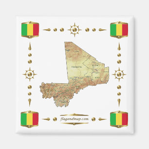 Íman Mapa do Mali + ímã dos sinalizadores