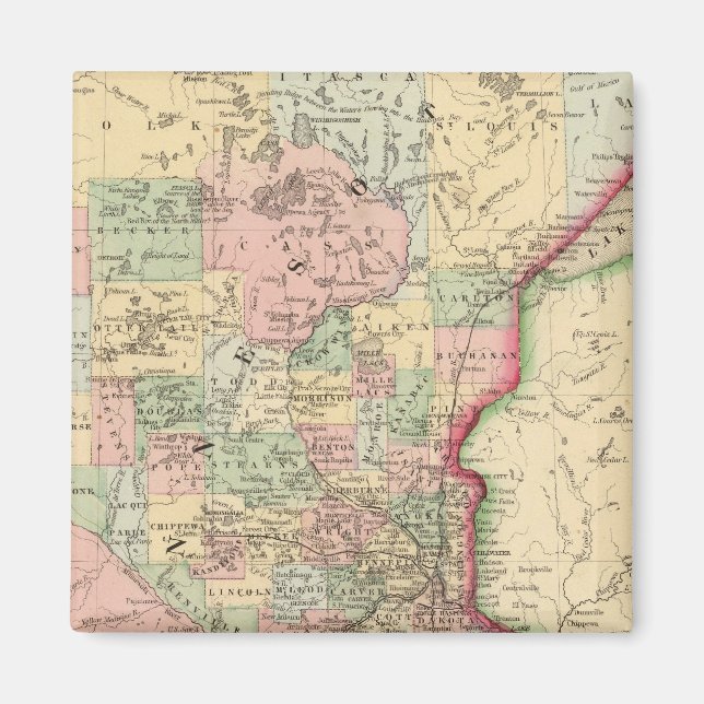 Íman Mapa do Minnesota por Mitchell (Frente)