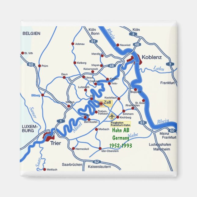 Íman Mapa do Mosel com o Magnete do Hahn (Frente)