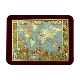 Íman Mapa do mundo antigo do Império Britânico, 1886