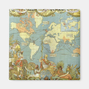 Íman Mapa do mundo antigo do Império Britânico, 1886