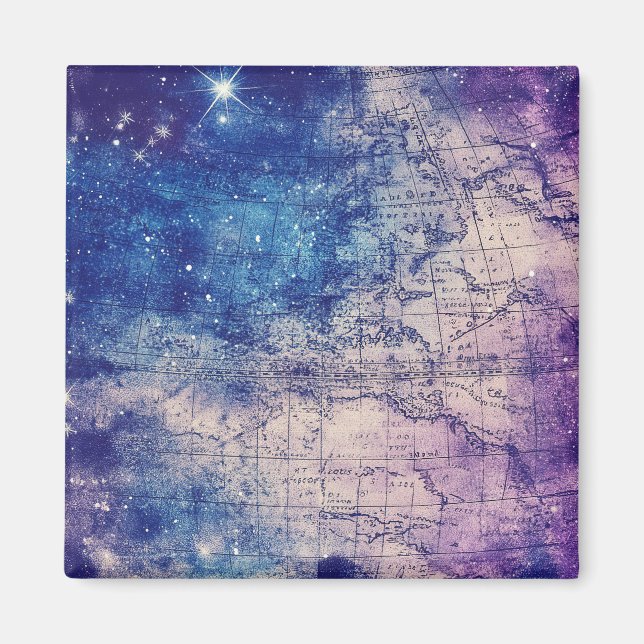 Íman Mapa do Mundo Celestial Roxo (14) (Frente)