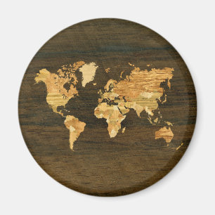 Íman Mapa do mundo de madeira