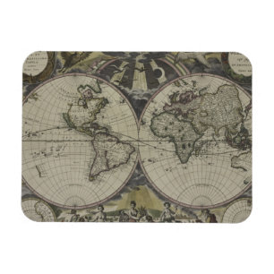 Íman Mapa do mundo dobro   1672 do hemisfério