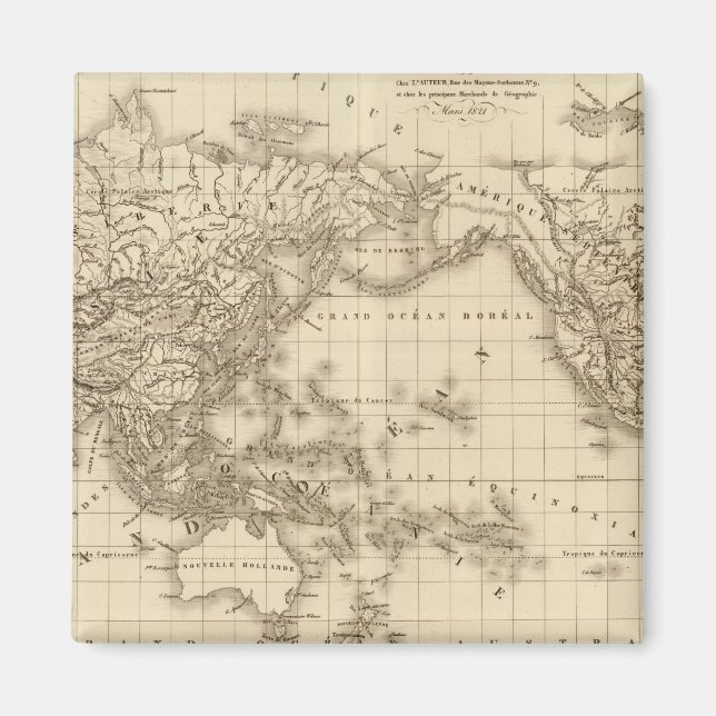 Íman Mapa do mundo físico (Frente)