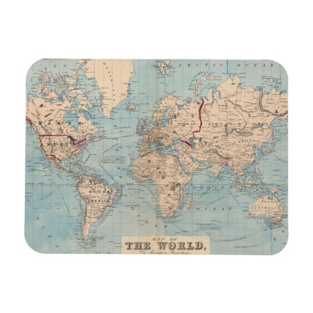 Íman Mapa do mundo na projeção do Mercator (Horizontal)