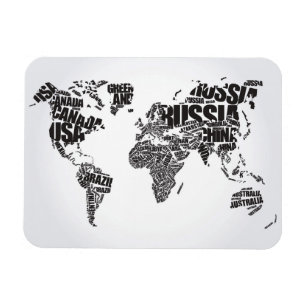 Íman Mapa do mundo na tipografia