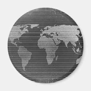 Íman Mapa do mundo preto e branco