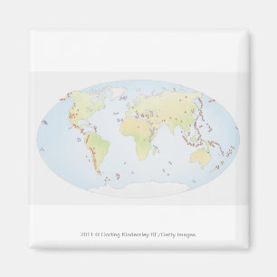 Íman Mapa do mundo que mostra locais da atividade