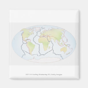 Íman Mapa do mundo que mostra margens da placa