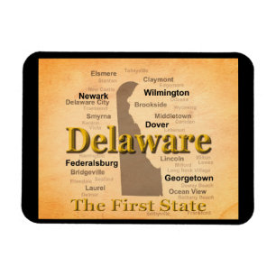 Íman Mapa do Orgulho Estatal de Delaware Envelhecido