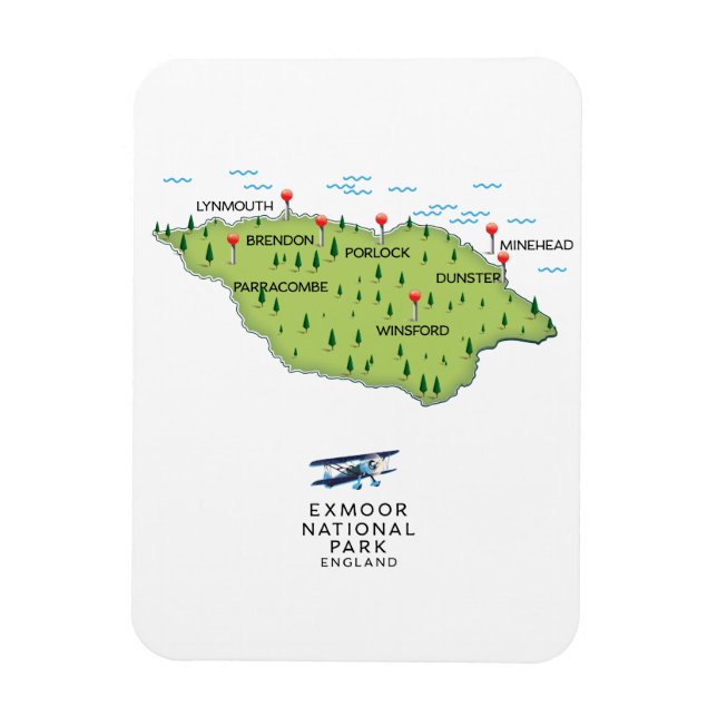 Íman mapa do Parque Nacional Exmoor (Vertical)