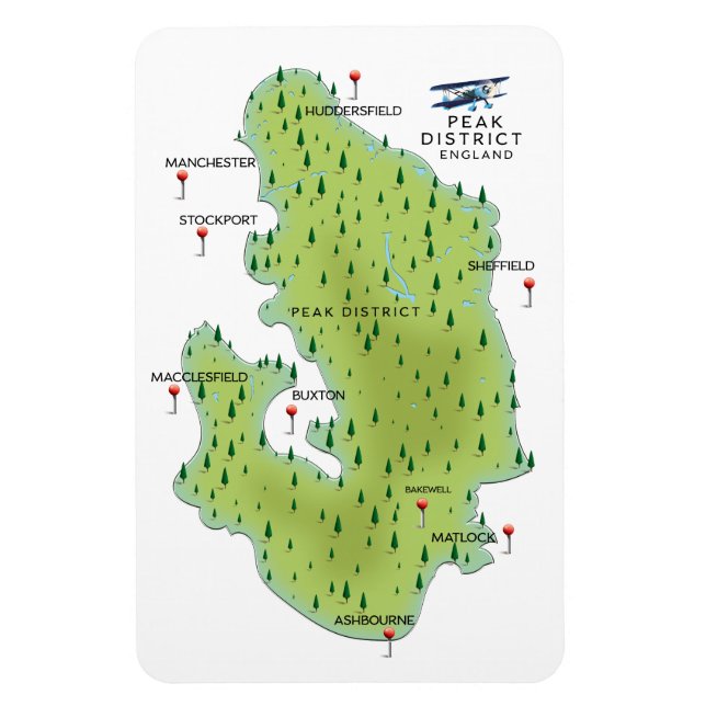Íman Mapa do Peak District Inglaterra (Vertical)