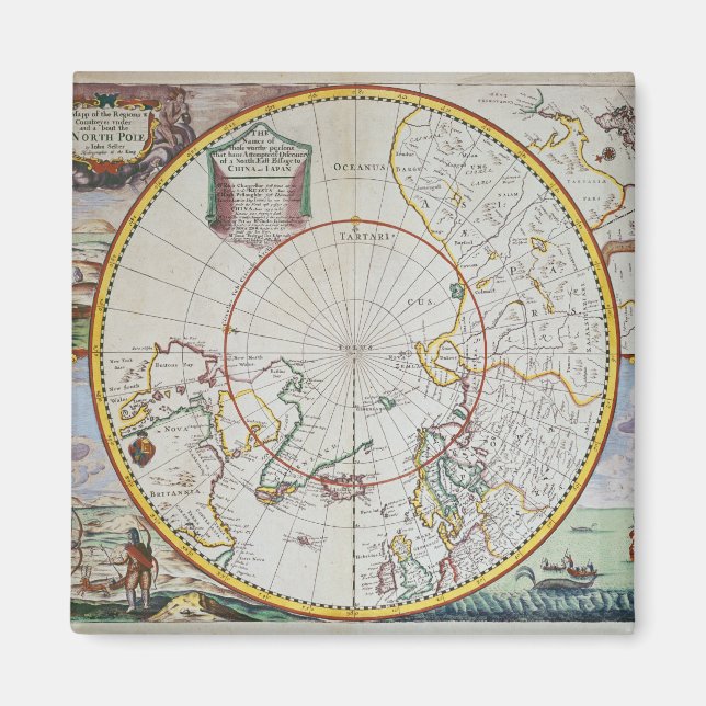 Íman Mapa do Polo Norte (Frente)