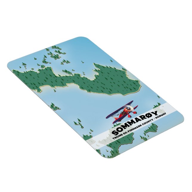Íman Mapa do poster de viagens da Sommarøy Norway (Lado Direito)