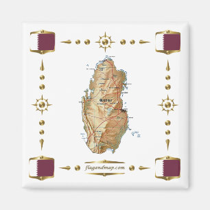 Íman Mapa do Qatar + Ímã dos Sinalizadores