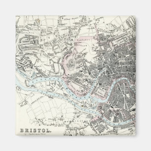 Íman Mapa do século XIX antigo de Bristol Inglaterra