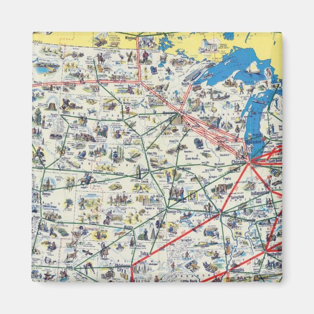 Íman mapa do sistema da American Airlines (Frente)