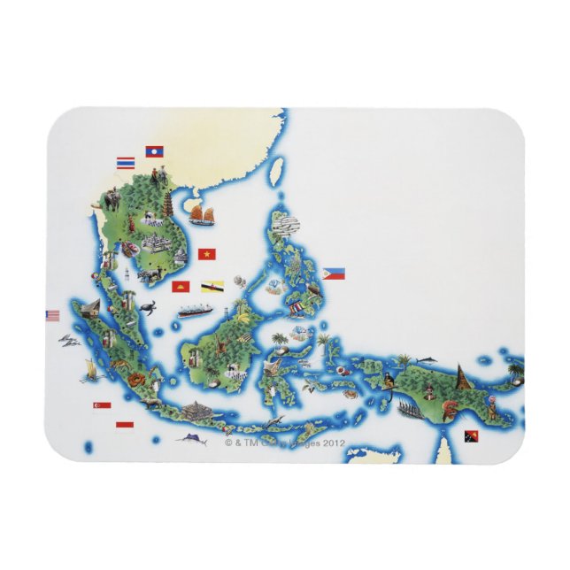 Íman Mapa do Sudeste Asiático (Horizontal)