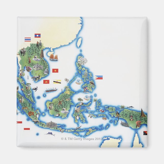 Íman Mapa do Sudeste Asiático (Frente)