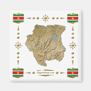 Íman Mapa do Suriname + Magnet de Sinalizadores