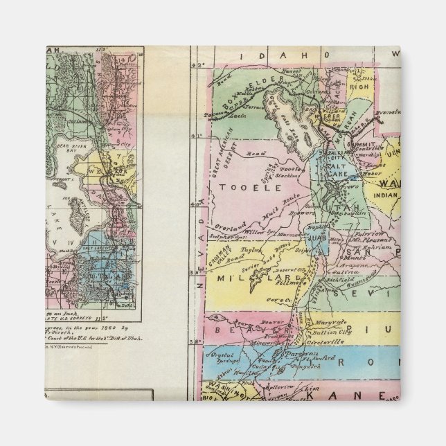 Íman Mapa do Território de Utah (Frente)