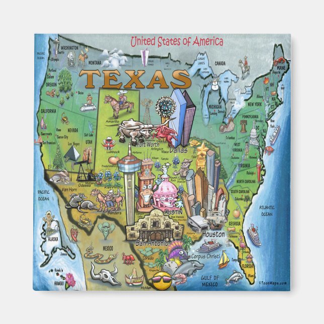 Íman Mapa do Texas USA (Frente)