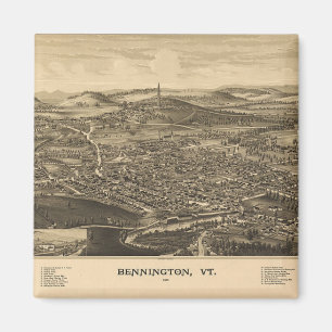 Íman Mapa do vintage de Bennington histórico, Vermont