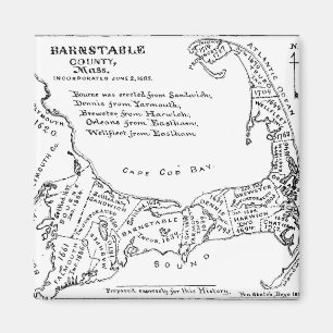 Íman Mapa do vintage de Cape Cod (1890)
