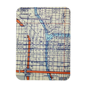 Íman Mapa do vintage de Chicago, IL