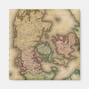 Íman Mapa do vintage de Dinamarca (1831)
