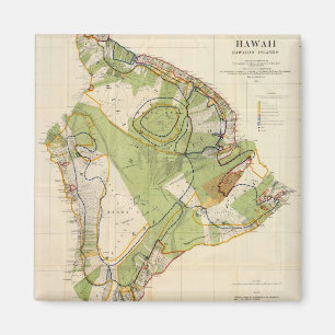 Íman Mapa do vintage de Havaí Ilha (1906)