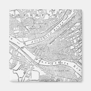 Íman Mapa do vintage de Pittsburgh (1885)
