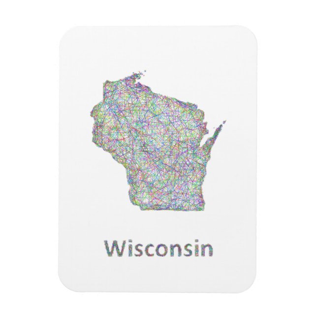 Íman Mapa do Wisconsin (Vertical)