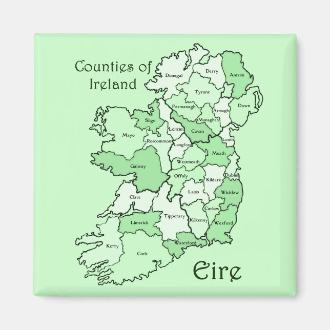 Íman Mapa dos condados da Irlanda (Frente)