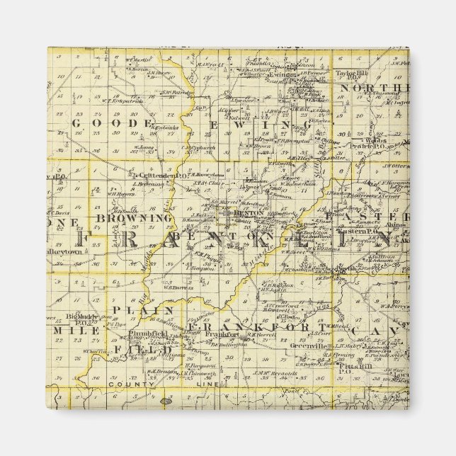 Íman Mapa dos condados Franklin e Williamson (Frente)