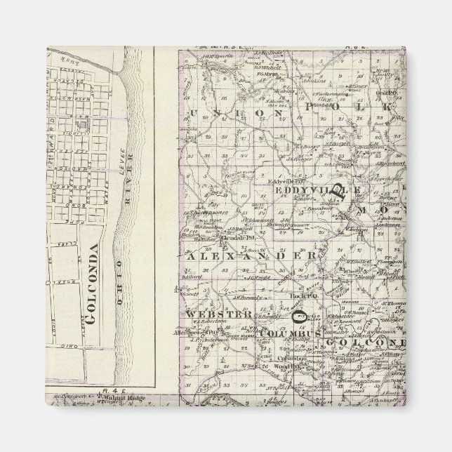 Íman Mapa dos condados Pope Massac e Golconda (Frente)