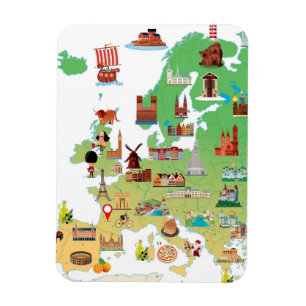 Íman Mapa dos desenhos animados de Europa