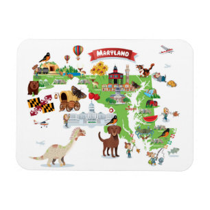 Íman Mapa dos desenhos animados de Maryland