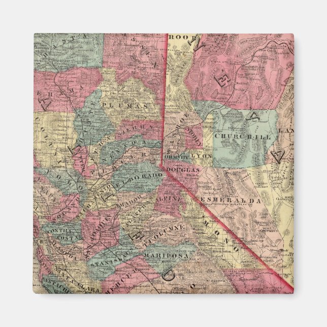 Íman Mapa dos Estados da Califórnia e de Nevada (Frente)