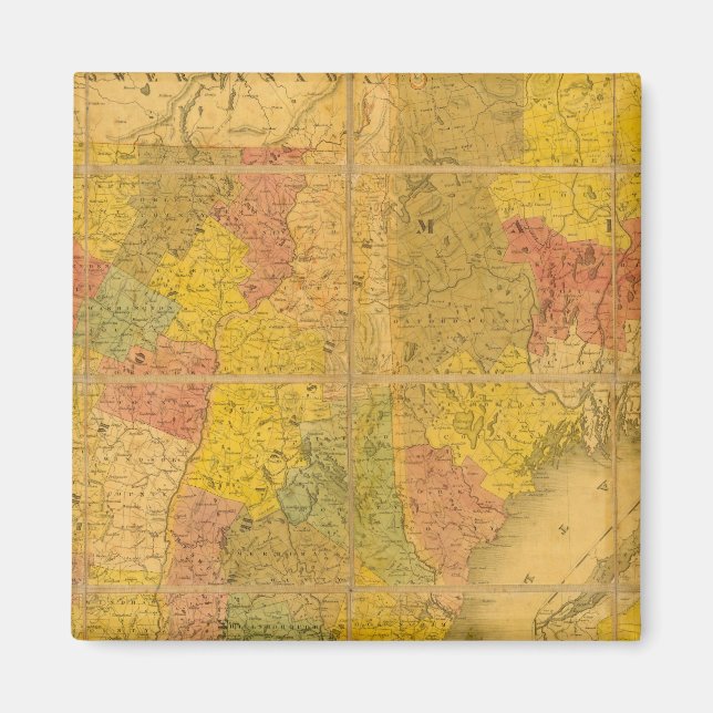 Íman Mapa dos Estados da Nova Inglaterra (Frente)