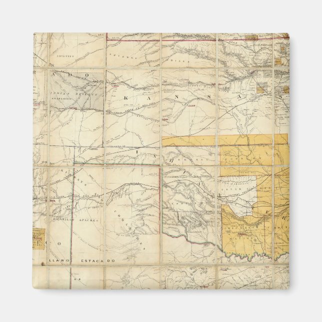 Íman Mapa Dos Estados Do Kansas E Do Texas (Frente)