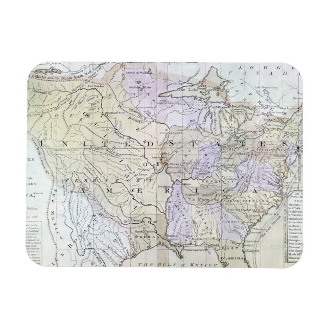 Íman MAPA DOS ESTADOS UNIDOS, c1812 (Horizontal)