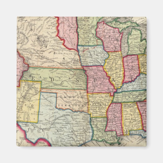 Íman Mapa Dos Estados Unidos E Territórios (Frente)