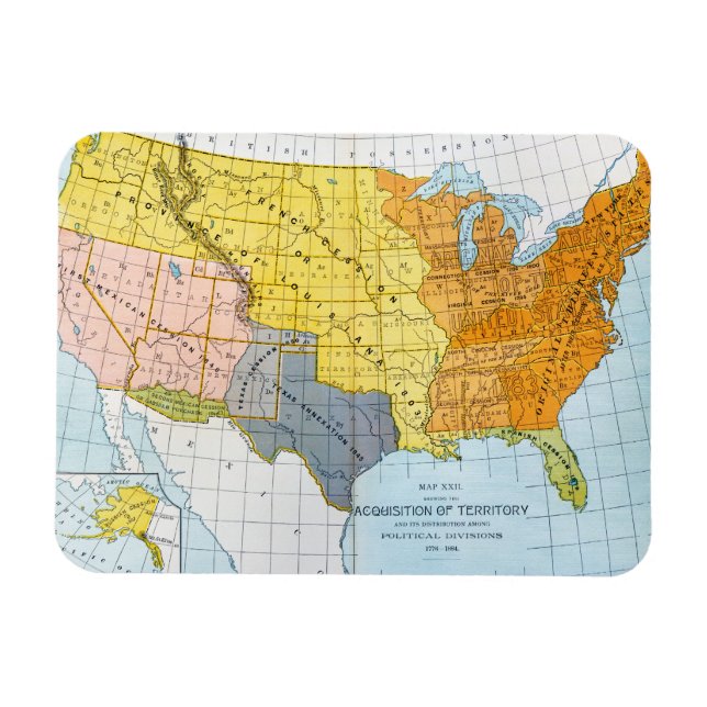 ÍMAN  MAPA DOS EUA, 1776-1884 (Horizontal)