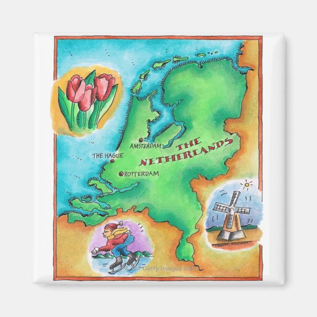 Íman Mapa dos Países Baixos (Frente)