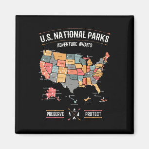 Íman Mapa dos Parques Nacionais dos EUA Preservar Prote