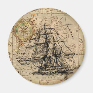 Íman Mapa e navio antigo do General France