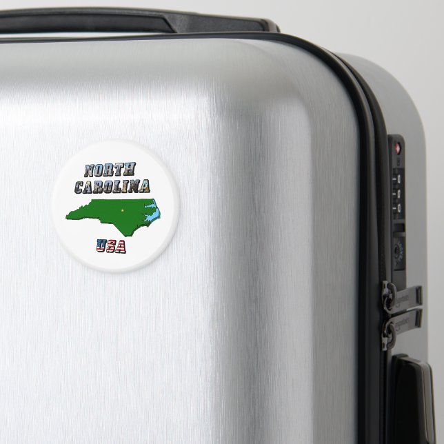 Íman Mapa e Texto da Carolina do Norte (In Situ (Luggage))
