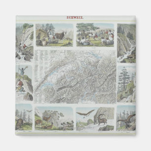 Íman Mapa e vinhetas de cumes suíços